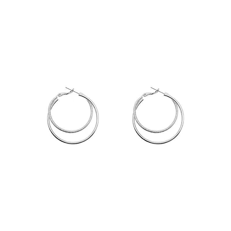Cold Style Double Circle Large Earrings for Women 2022 New Trendy Simple Earrings Elegant High-End Atmospheric Earrings Earrings