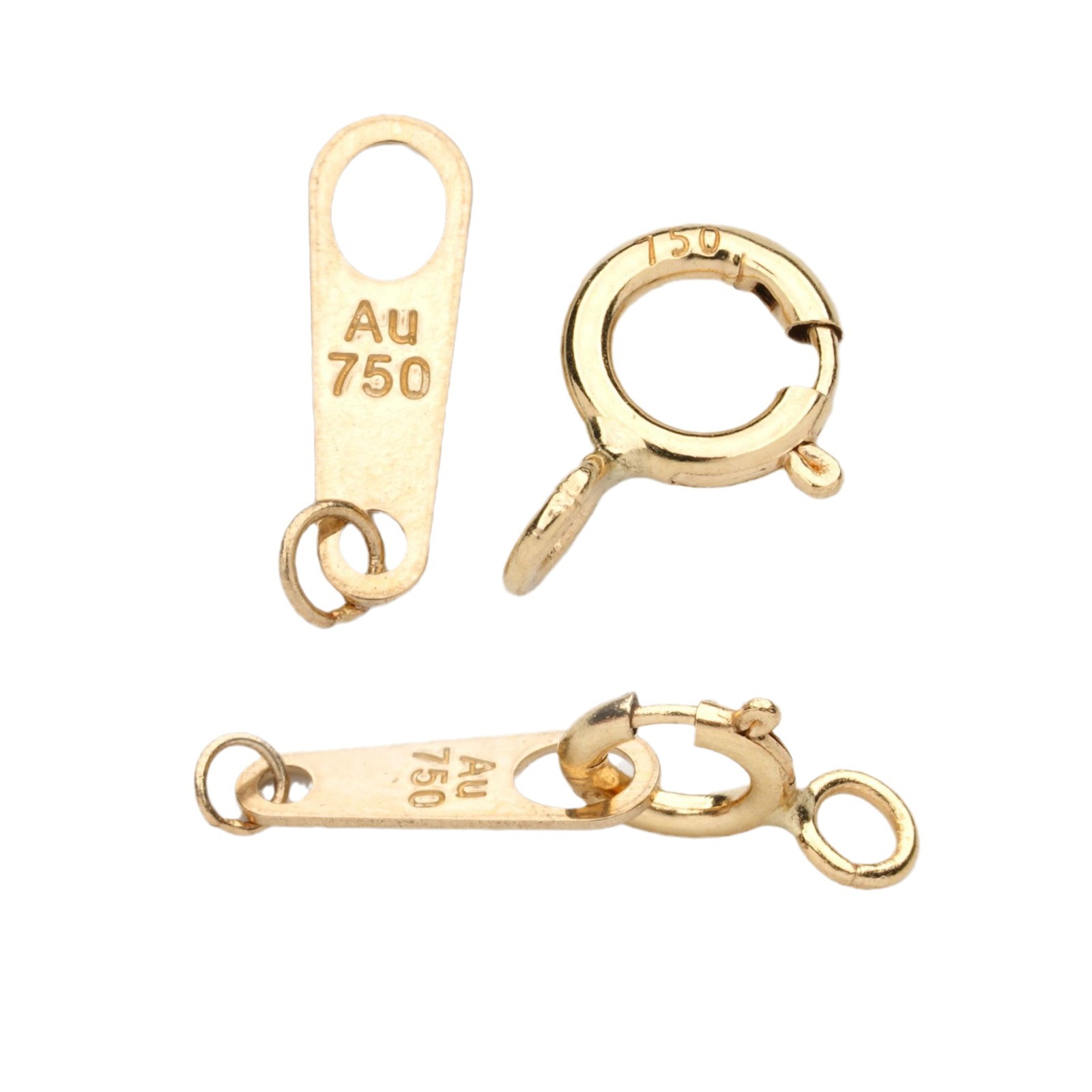 18K Gold Spring Buckle Japanese Piece Closed Ring Bracelet Necklace Buckle Accessories DIY Accessories Au750 Accessories Combination