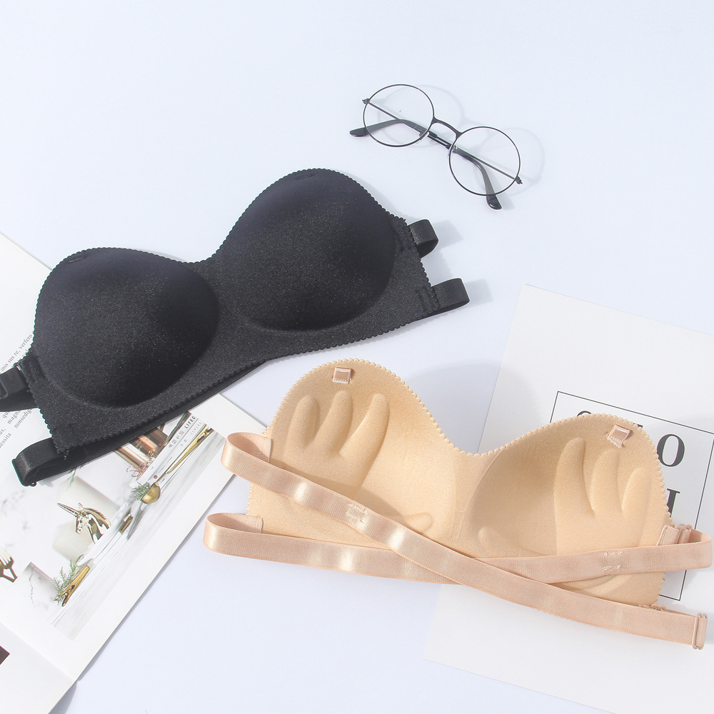 Wrapped chest tube top strapless underwear women's wedding dress push up upper support small chest non-slip invisible bra