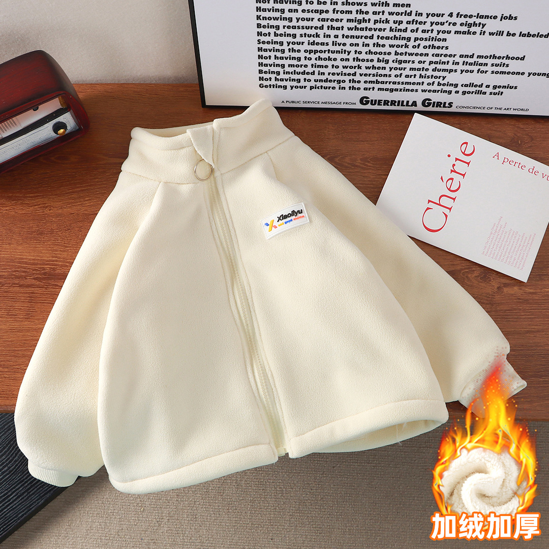 New Children's Orchid Velvet Jacket for Men and Women Small and Medium-sized Children's Baby Autumn and Winter Thickened Warm Top with Vertical Collar