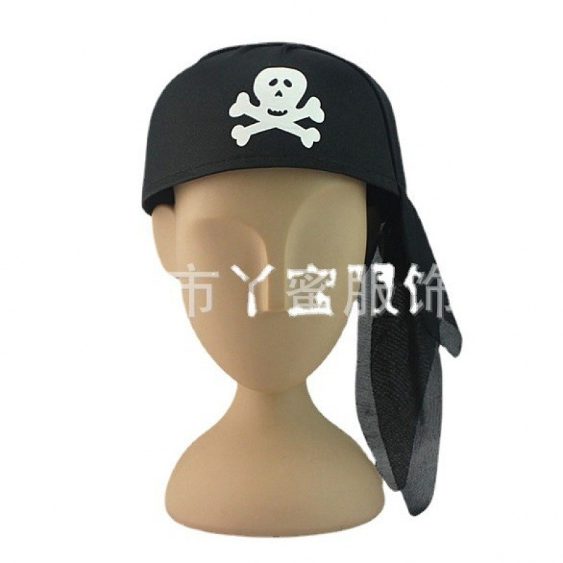 Halloween Party Pirate Headscarf Skull Pirate Hat Stage Performance Pirates of the Caribbean Costume