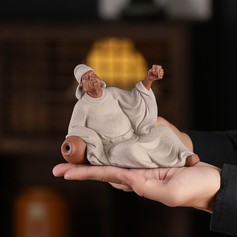 Chinese Zen Historical Figure Statue Home Study Desktop Antique Frame Decoration Ceramic Crafts Lao Zi Ornaments