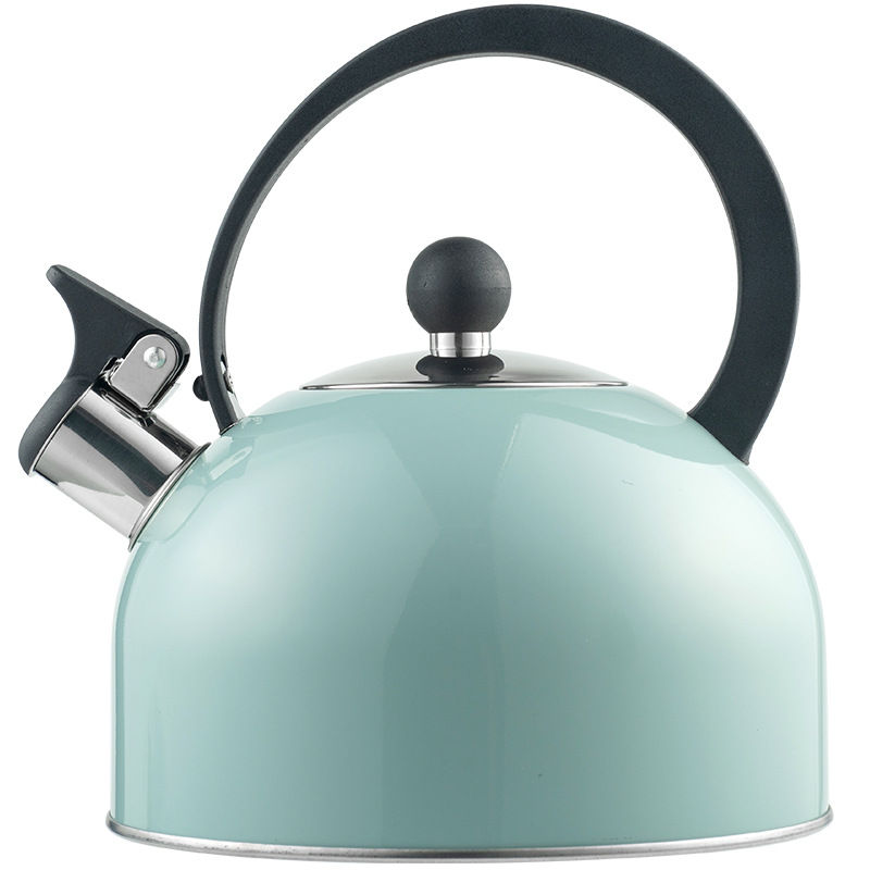 European and American kitchenware flat-bottomed beeping kettle 2.5L Amazon sky blue paint whistle kettle tea coffee