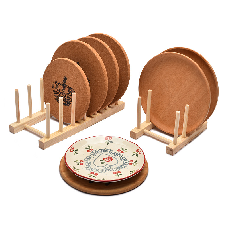 Wooden drain rack kitchen dish rack creative Cup tray rack commercial tea cake display storage rack wholesale custom