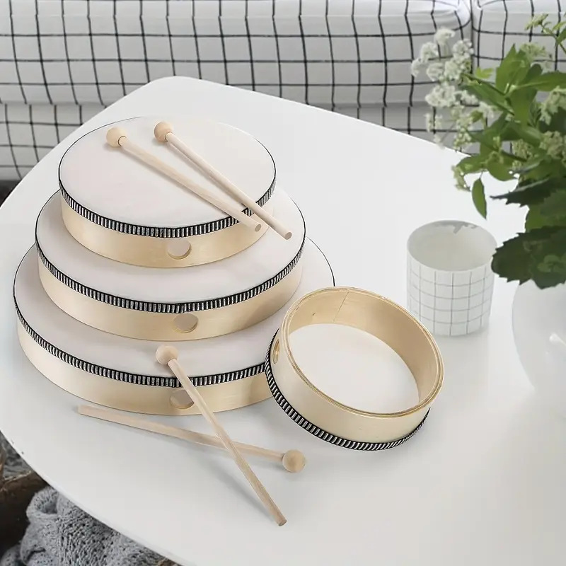 6/8/10 inch tambourine with drumstick orff percussion music teaching aid