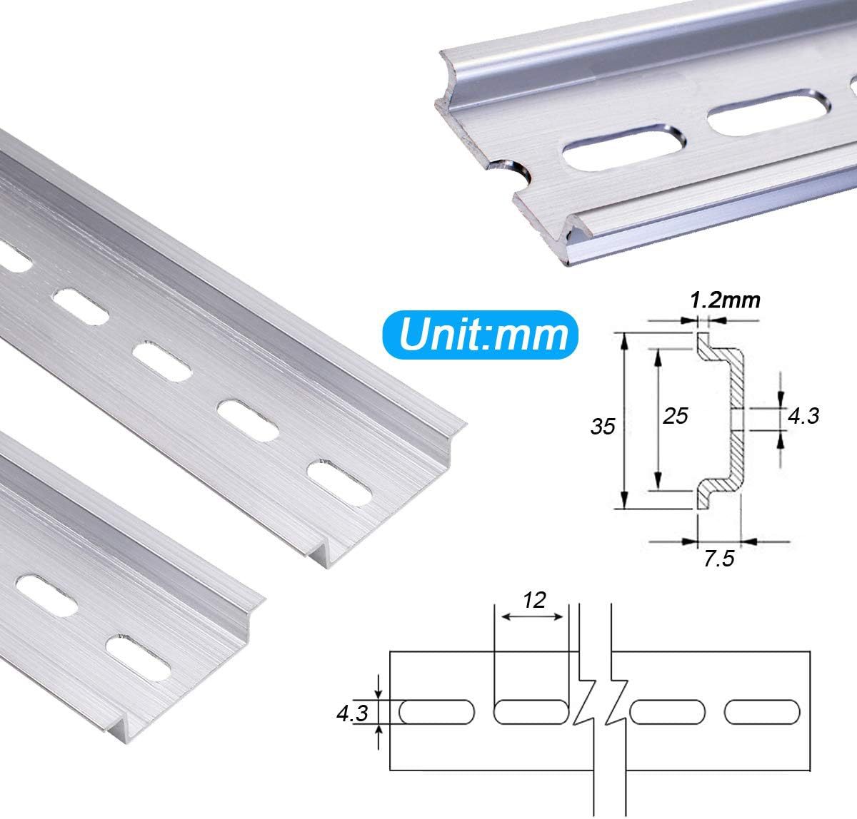 Taiss\/5 Pieces 20cm Hutschiene Schlitz Aluminium Niemals R