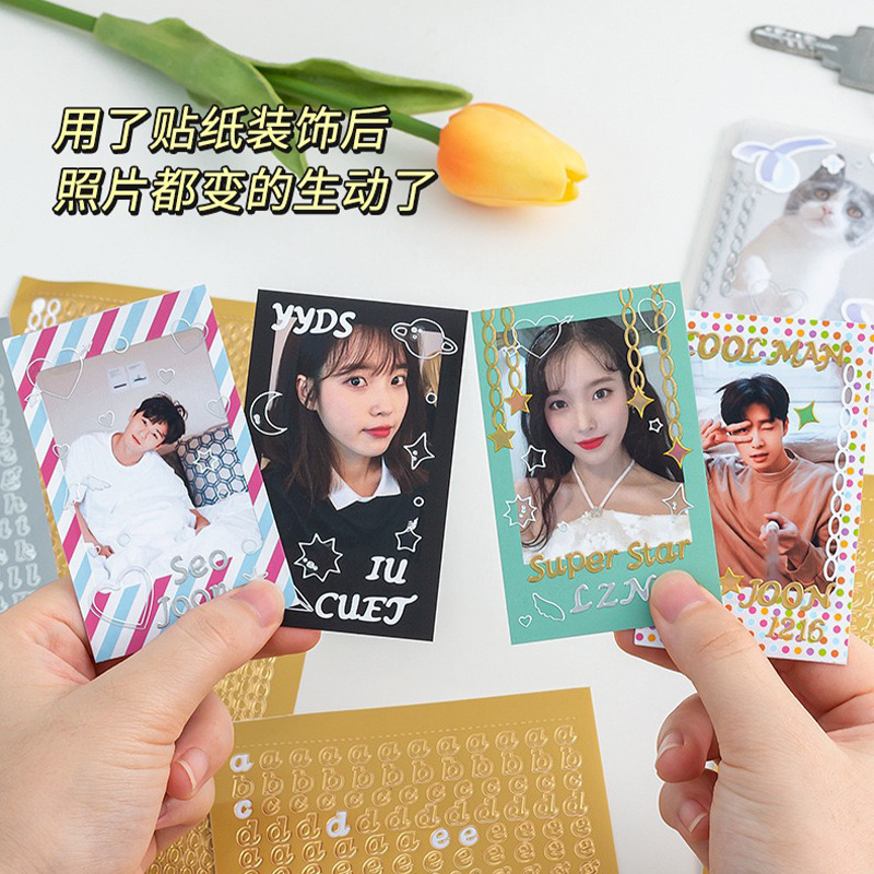 Gilding English letter Journal stickers ins style waterproof diy Journal material decorative goo card self-adhesive stickers