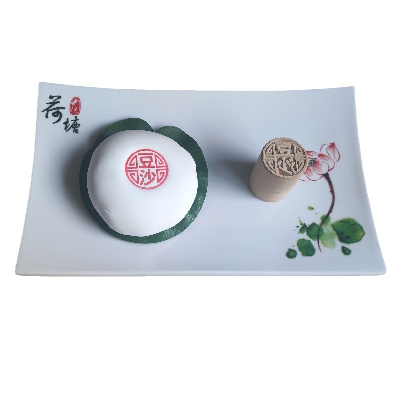 Wooden Stamp Su Style Moon Cake Bean Sauce Snack Steamed Buns Steamed Bun White Pie Pasta Pattern Wooden 3.5cm