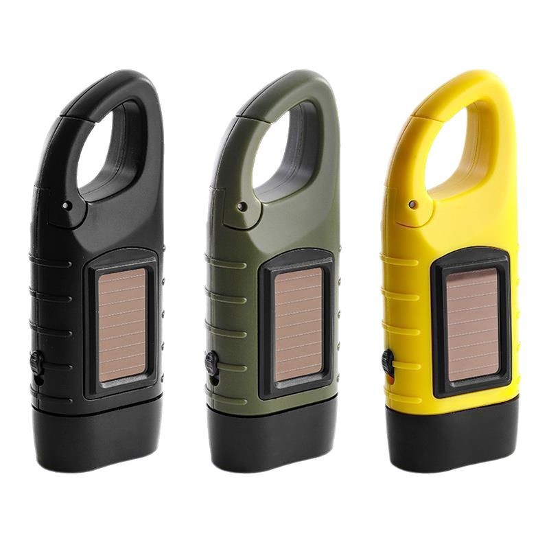 Solar hand-cranked flashlight multifunctional camping power led emergency light outdoor lighting power generation flashlight generation