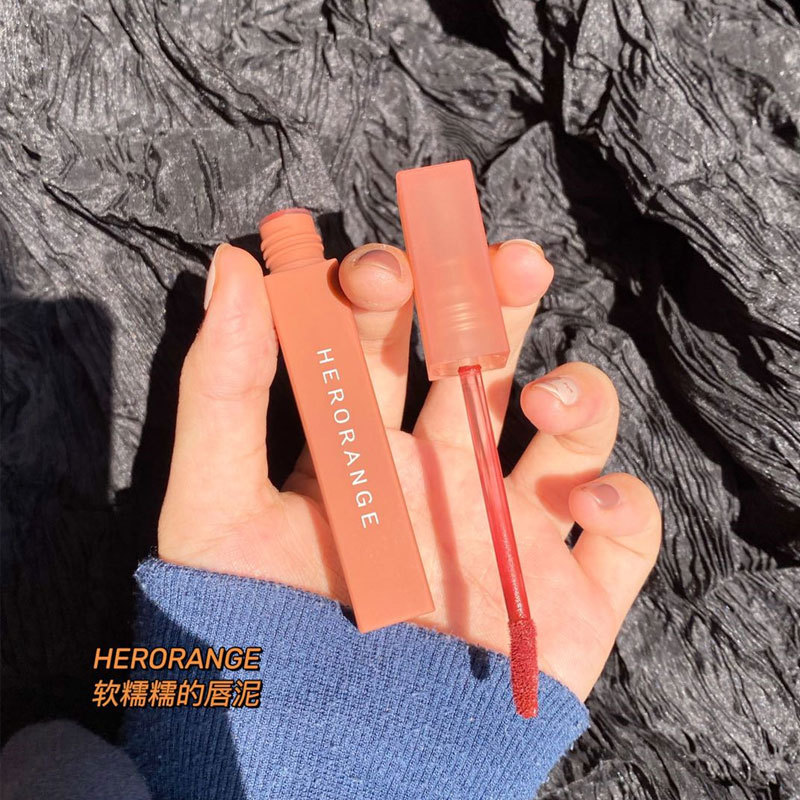 Herorange Color Diary Lip Mud Student Domestic Lip Glaze Affordable Lip Gloss Small Square Tube Lip Mud Dropshipping