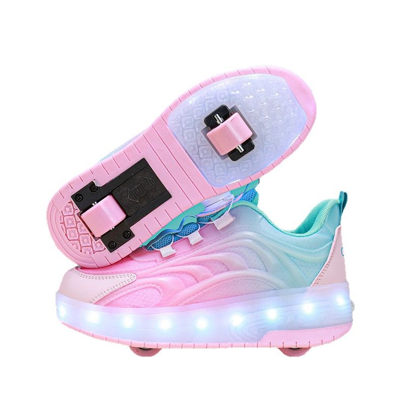 Breathable children's heloon shoes wholesale girls four-wheel invisible pulley shoes male students sports two-wheel skates manufacturers