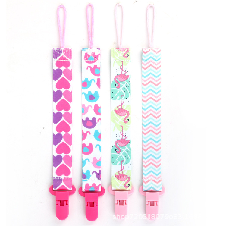 Polyester double-sided printing heat transfer pacifier with cart toy with packaging baby pacifier clip in stock