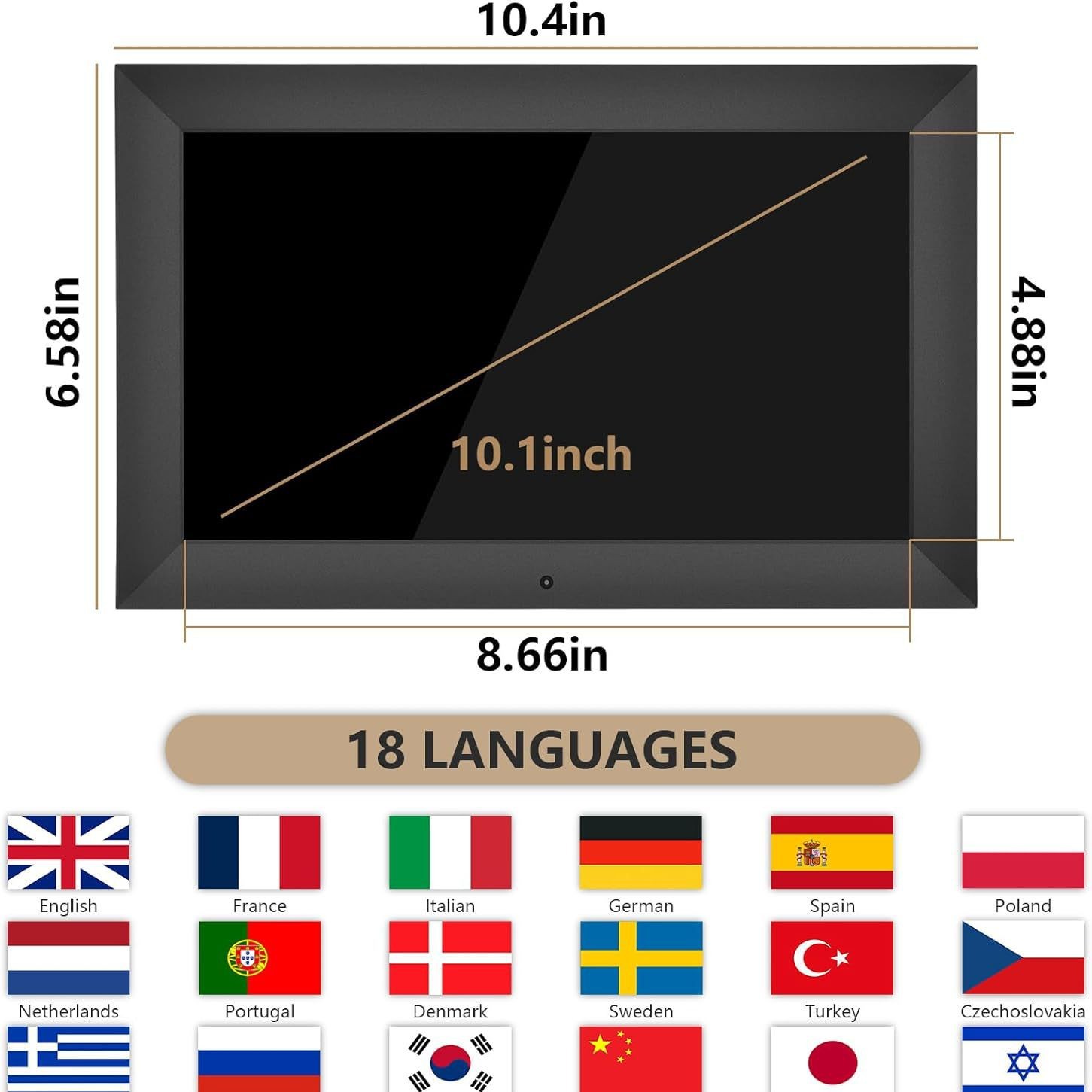 10.1inch Factory Direct Sales Smart Digital Clock Hd Lcd Screen Display U Disk Sd Card to Play Video Pictures