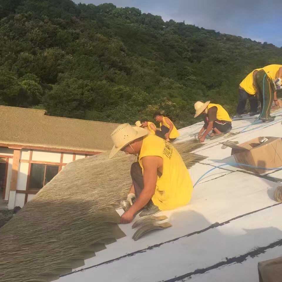 Simulated Thatched Tiles Aluminum Alloy Fake Thatched Farmhouse Stone Pavilion Thatched Roof Decoration Fireproof and Anti-Corrosion