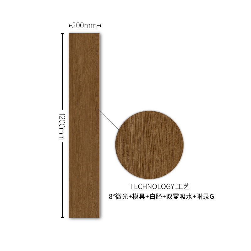 All-Ceramic Double Zero Wood Grain Tiles 200×1200 Antique Style Living Room Bedroom Non-Slip Wood Grain Tiles Imitation Wood Floor Tiles
