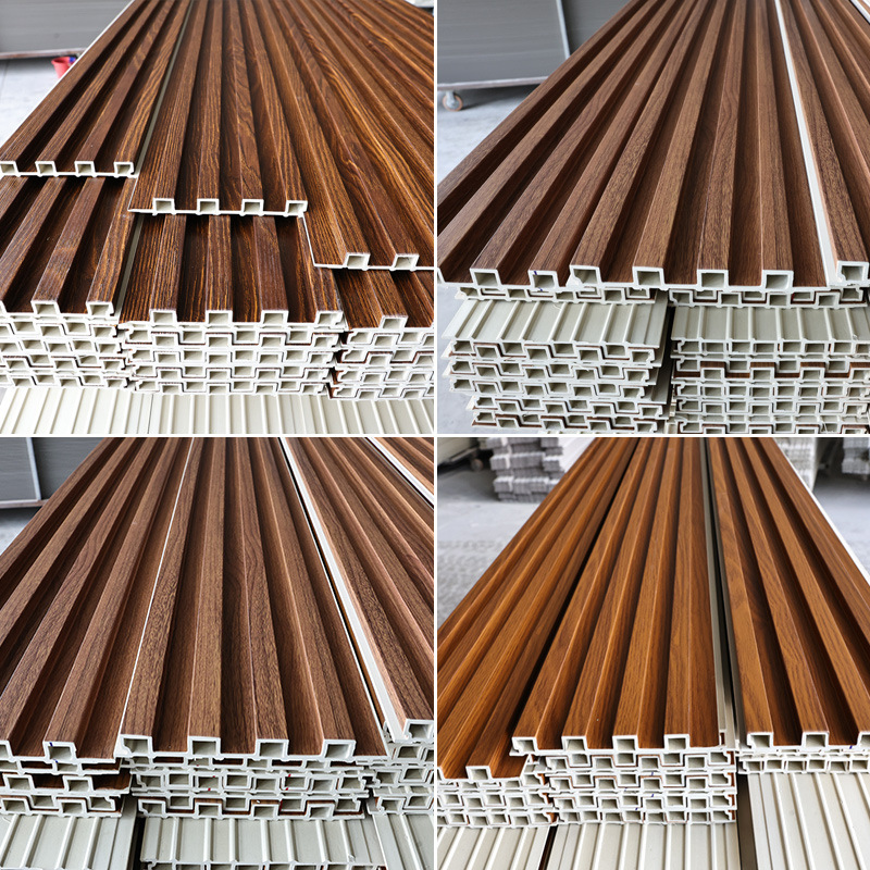 Spot Pvc Accessible Luxury Wood Plastic Bamboo Fiber Grille Board Concave and Convex Ecological Wood Imitation Wood Grain Grille Board Export Grille