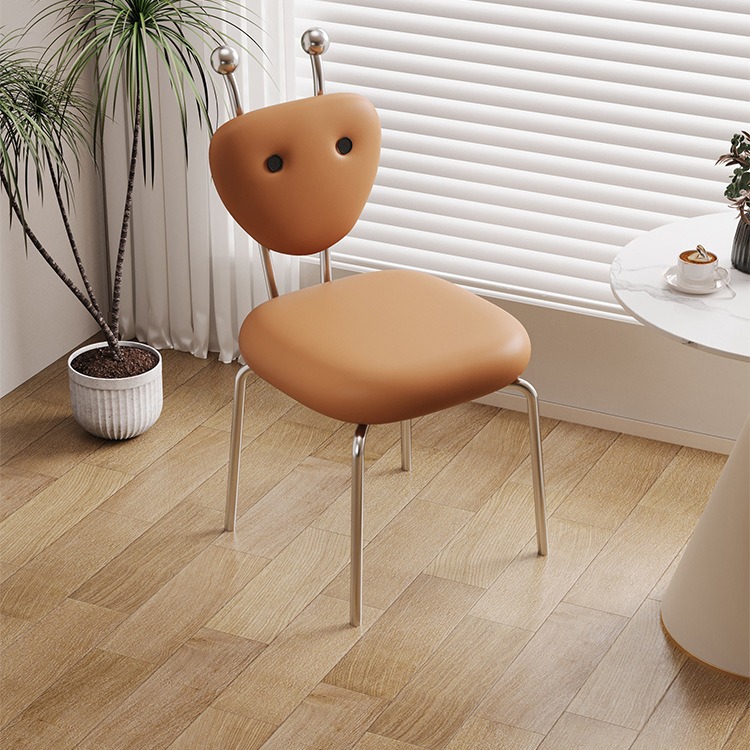 Обеденный стул в стиле французского крема, домашний маленький стул, современный простой креативный стул особой формы, вращающийся стул из нержавеющей стали с подлокотником
