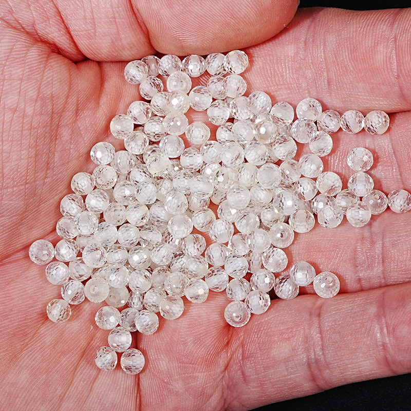 Moissanite new Diy handmade spherical beaded accessories perforated spot wholesale White Earth cut loose beads