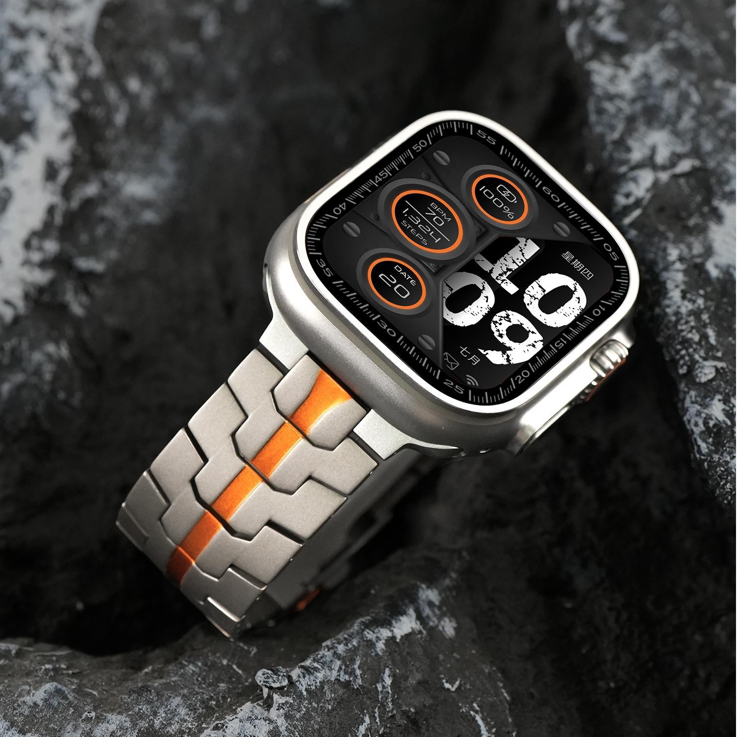 Suitable for iWatch Apple Watch Strap Pure Titanium Ultra3 Titanium Metal Iron Man S11 Stainless Steel Watch Strap 22mm