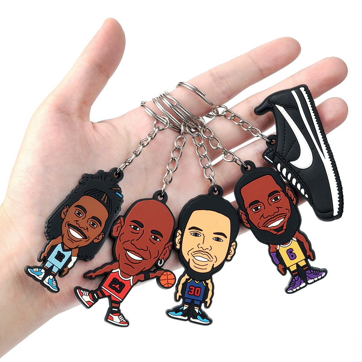 Cross-Border Pvc Soft Rubber Keychain Factory Customized Flat Printing Stereo Graphics Double-Sided Glue Key Pendant