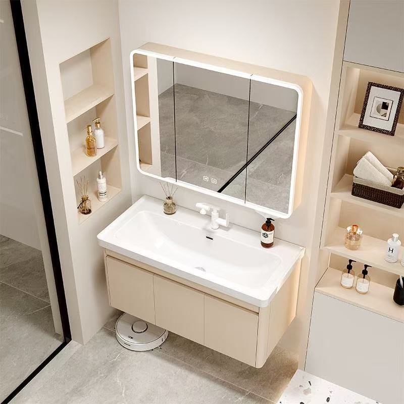 Deepened Ceramic Integrated Basin Honeycomb Aluminum Bathroom Cabinet Combination Bathroom Washbasin Waterproof and Moisture-Proof Bathroom Cabinet