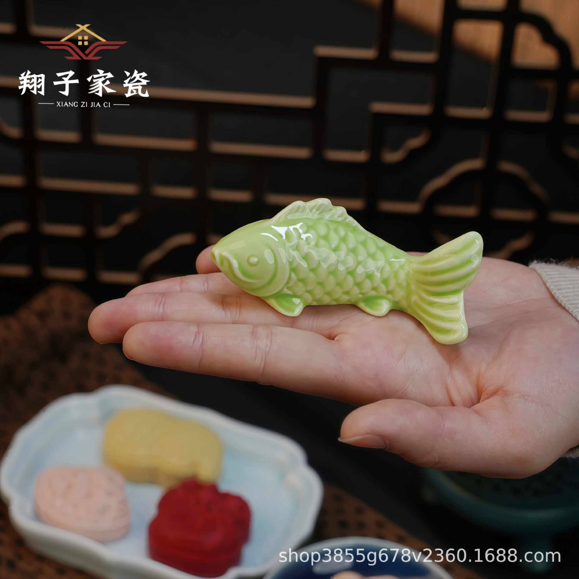 New Ceramic Chopstick Holder Chopstick Rest Pen Holder Tea Table Ornament Koi Tea Pet Creative Light Luxury Chopstick Storage Rack Spoon Fork