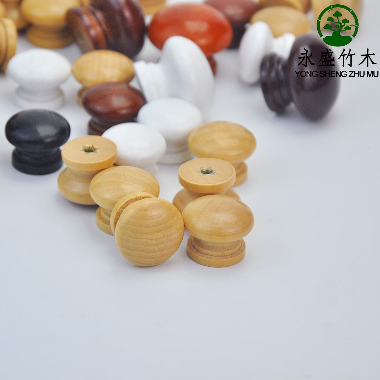 Mushroom-Shaped Wooden Handle Single-Hole Drawer Handle Lotus Wood Solid Wood Handle Ball Handle Modern Simple Wardrobe Handle