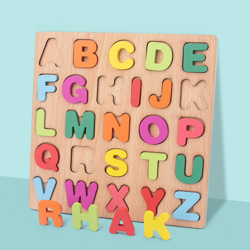 Montessori Children's Digital puzzle letter cognitive matching teaching aids hand grip board early education puzzle building blocks puzzle