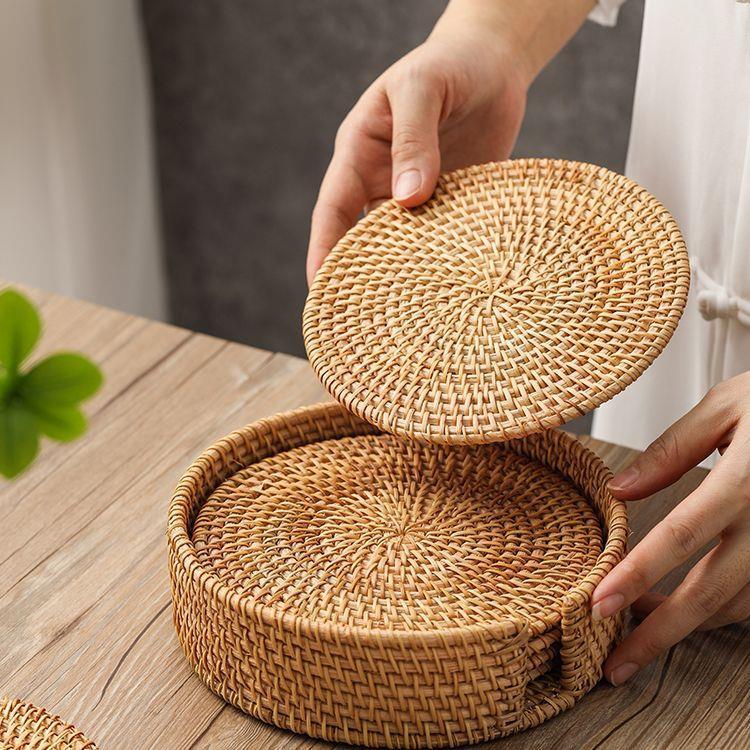 Rattan Insulation Mat, Household Anti-Scalding Pot Mat, Bowl Mat, High Temperature Resistant Dining Table Mat, Heat-Resistant Plate, Home Daily Use