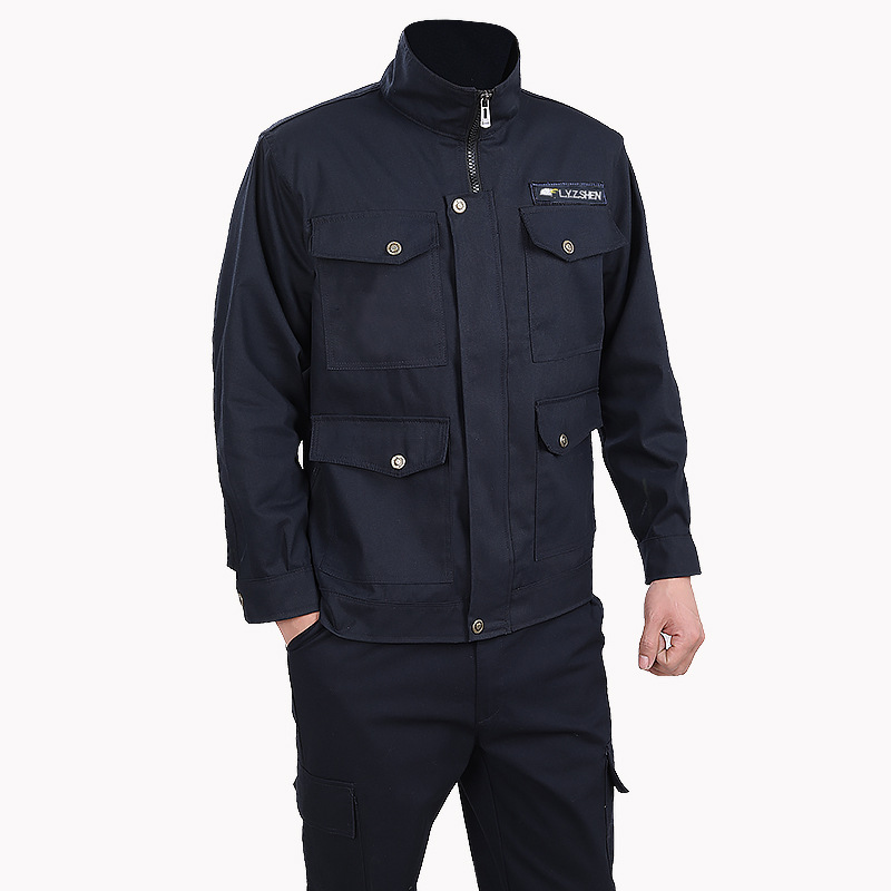Spring and Autumn work clothes suit men's one-piece Labor protective clothing welder anti-scald wear-resistant construction site work work tooling factory clothes
