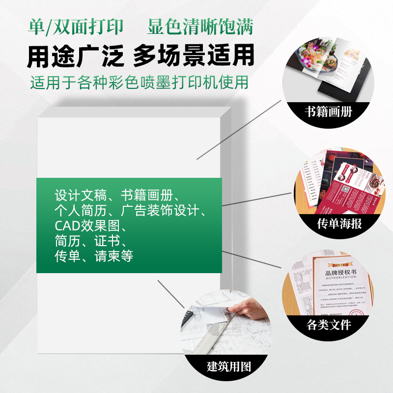 Double-sided color inkjet color inkjet paper a4 business card paper a3 matte-sided single-sided 160g high-gloss copy paper photo printing paper