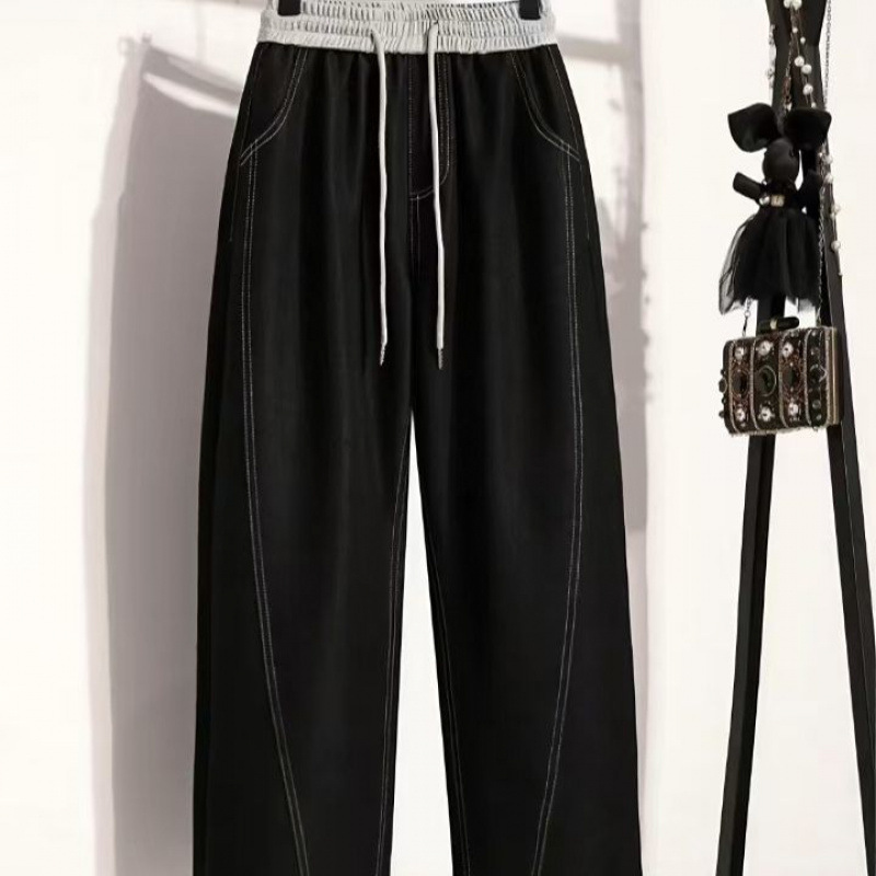 Тонкие ультралегкие широкие брюки из льняного шелка, лето 2025, большие размеры, новый китайский стиль