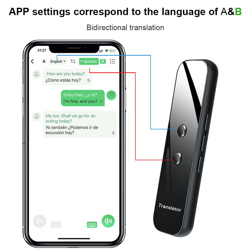 G6 Translator Smart Translator Bluetooth AI Translator Multi-language Translation with Offline Translation Cross-border Explosions