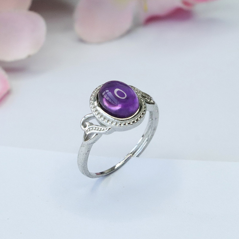 Yuyu Natural Amethyst Ring Purple Color Treasure Ring Vintage Jewelry Factory Wholesale CB3092905