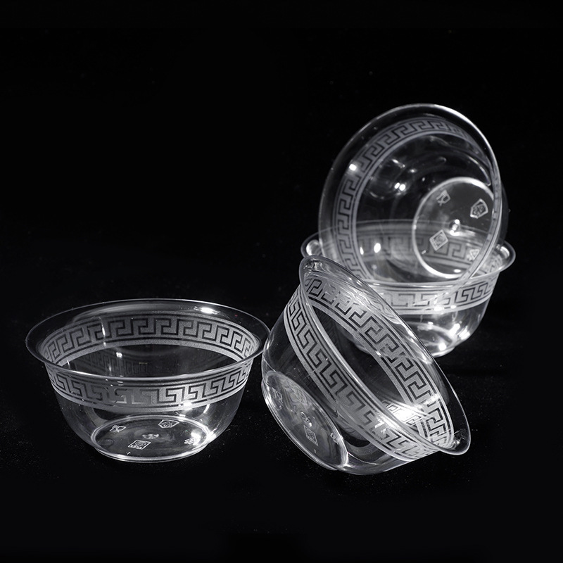 Disposable Aviation Crystal Bowl Thickened Bowl Restaurant Hotel Transparent Catering Dessert Bowl Food Grade Thickened Durable