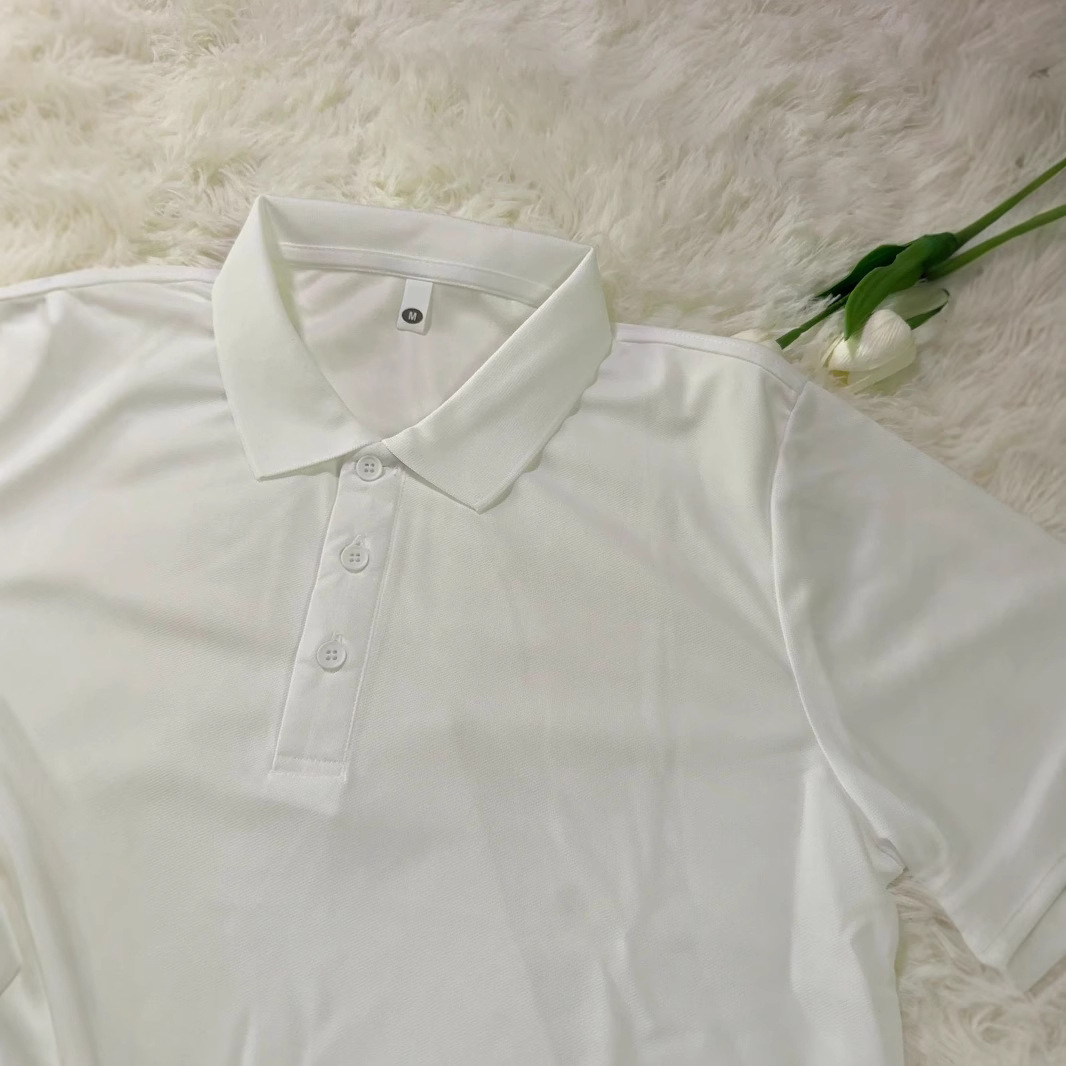 Combed Cotton White Polo Shirt for Men and Women Summer Pure Color Polo Shirt Short-Sleeved Lapel T-Shirt 180G-190G