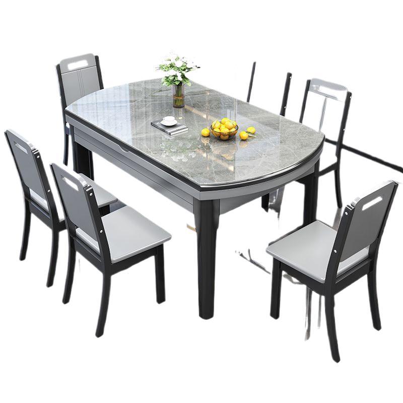Light Luxury Slate Dining Table and Chair Combination Small Apartment Simple Household Solid Wood Dining Table Square and Round Retractable and Foldable
