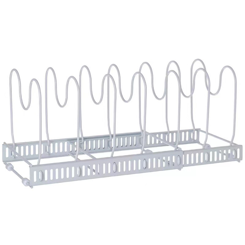 Cross-border Foreign Trade Kitchen Adjustable Telescopic Cabinet Pot Storage Pot Rack Countertop Bowl and Dish Rack Pot Lid Rack