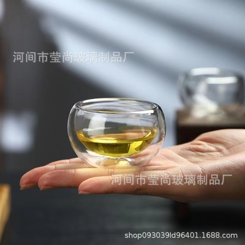Double-Layer Glass Small Tea Cup, Heat-Resistant Small Cup, Insulated Tea Cup, Transparent Cup, Kung Fu Tea Set, Small Capacity Tea Cup