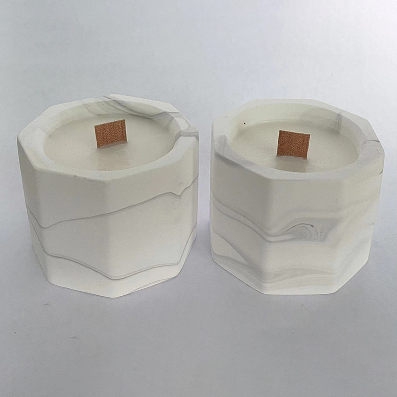 Factory Discount Supply of Wooden Core Aromatherapy Candles, Handmade Creative Imitation Butter Lamps, Marble Pattern Gypsum Cups, Smoke-Free