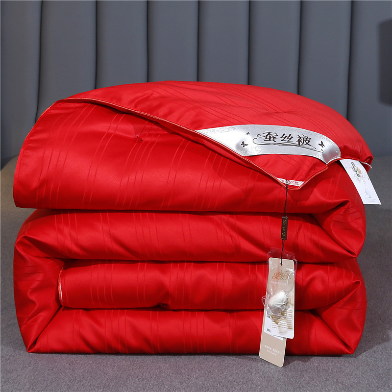 Cotton Silk Quilt Summer Quilt Tongxiang Mulberry Silk Quilt Spring & Fall Quilt Thickeneded Winter Quilt Two-In-One Mother-In-Law Quilt Wedding