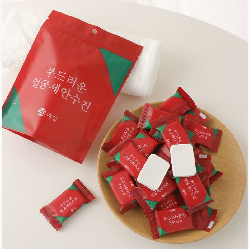 Compressed Towel Travel Pack Disposable Face Washing Towel Women's Compressed Small Square Towel Portable Pure Cotton Thickened Candy Cleansing Towel