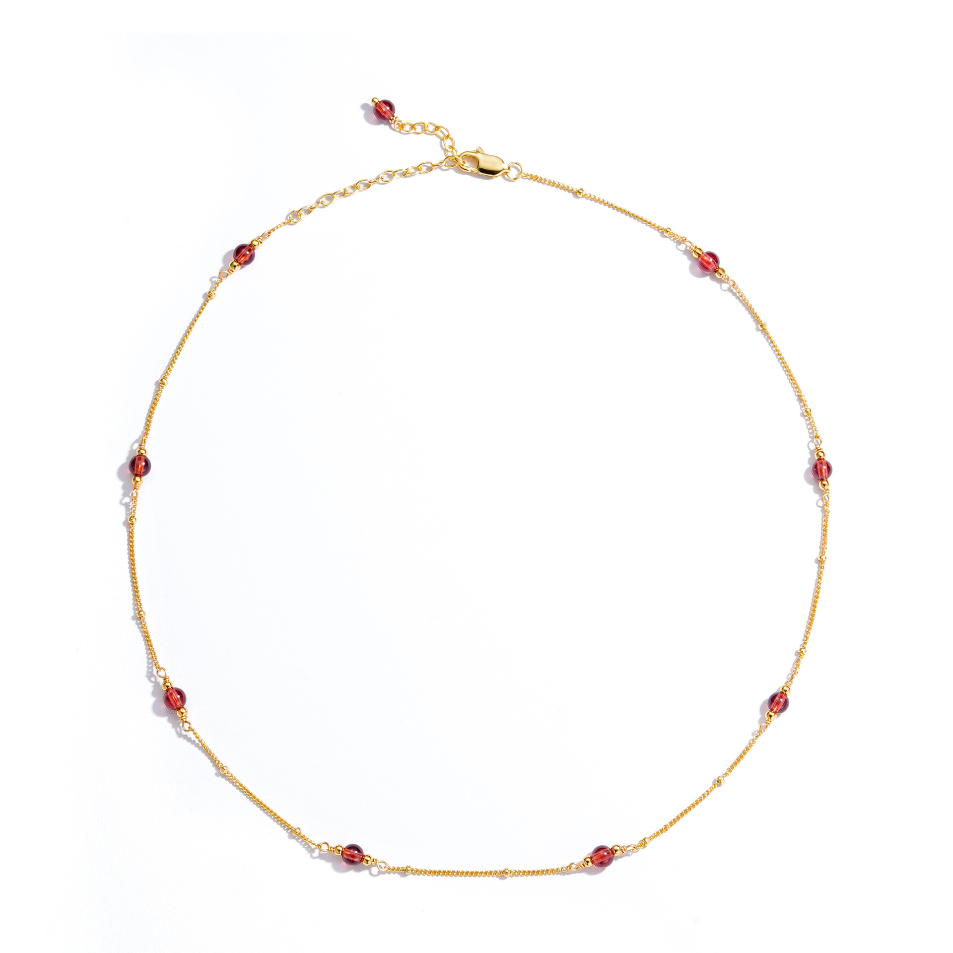 Ожерелье из серебра S925 с натуральным гранатом, простое ручное обернутое, универсальное, сложенное ожерелье на ключицу