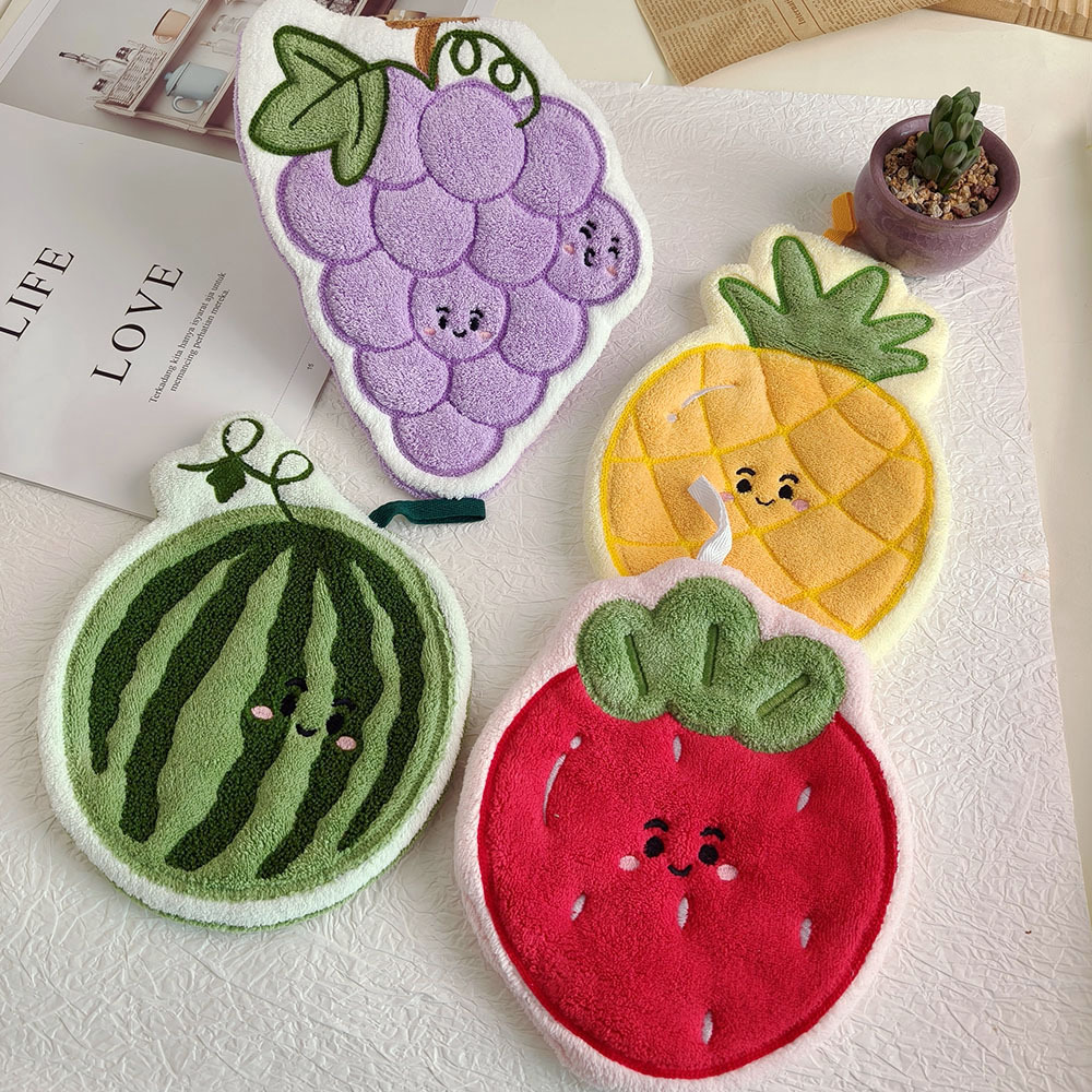 Кросс-бодерные фруктовые полотенца из кораллового флиса, висячие полотенца, абсорбирующие ткани для кухни и ванной, маленькие подарки
