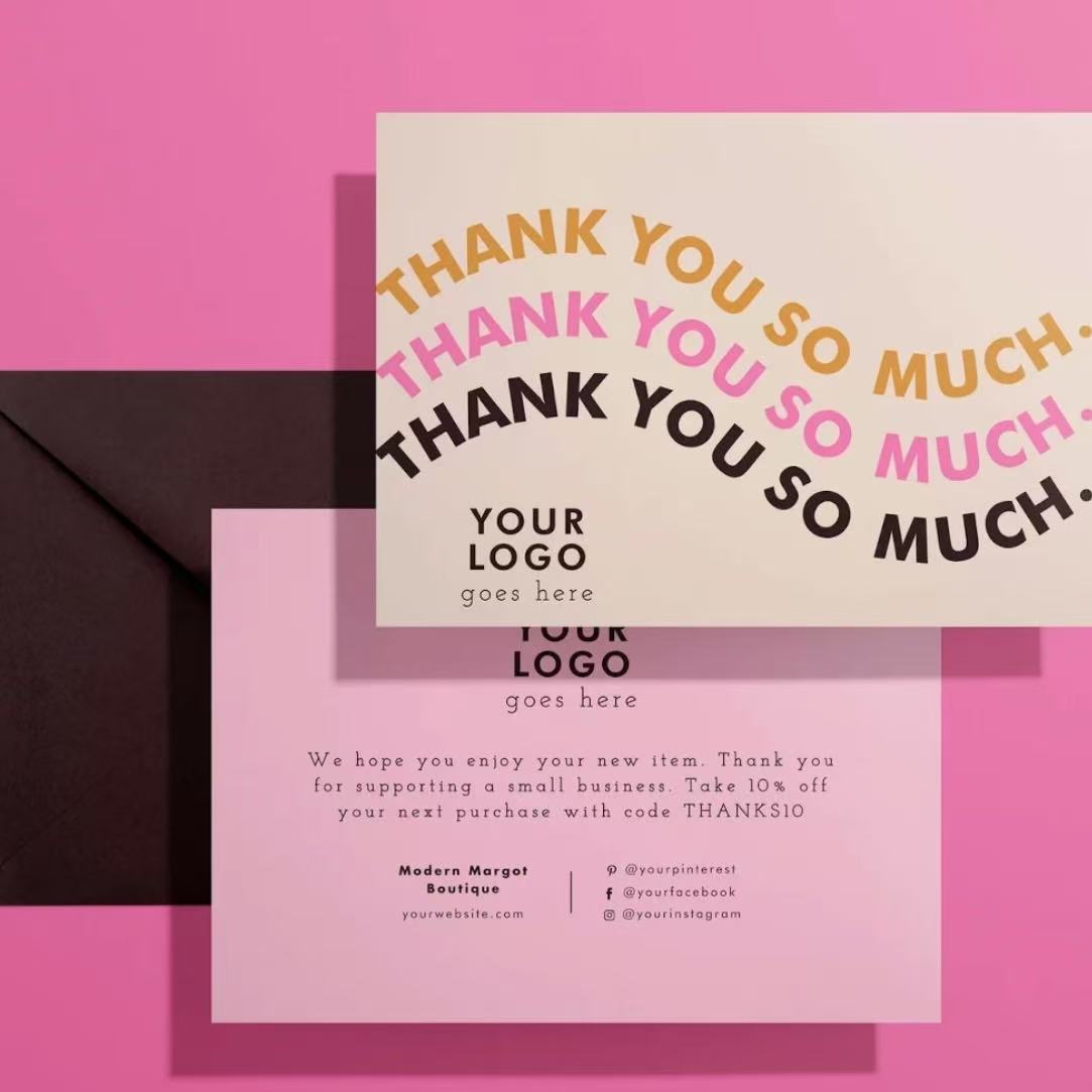 Благодарственная карточка, печатная упаковка на китайском и английском, складная поздравительная карточка