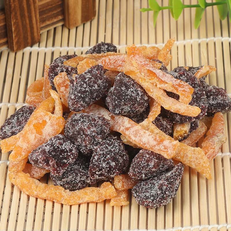 Dried orange peel and red bayberry 160g canned dried red bayberry sour and sweet candied plum fruit dried appetizing candied preserved fruit snack
