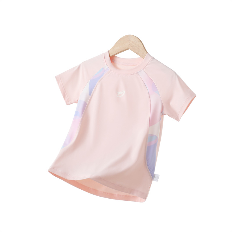 Girls' Quick-drying Clothes Sports T-shirt Western Style Middle and Big Children's 2025 New Children's Summer Lightweight Short-sleeved Top T