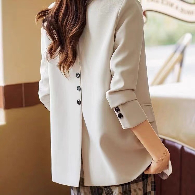 Korean Style Suit Jacket for Women 2025 Spring & Fall Elegant Back Slit Versatile Casual Small Suit Top This Year