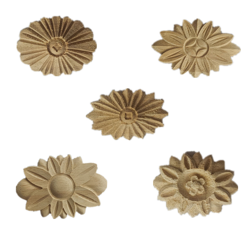 Dongyang wood carving European style wood carving decals decorative carved wood flower furniture door flower round flower piece solid wood small round flower