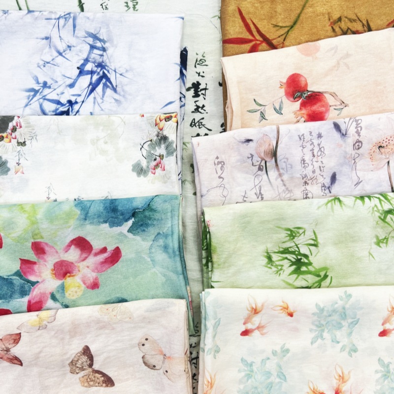 Gastrodia Reactive Digital Cotton Brocade Letter Strip Summer Children's Wear Hanfu Cheongsam Home Wear Fabric New Chinese Style National Style